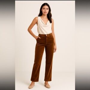 St. John Sport by Marie Gray Brown Corduroy Pants Sz 8 Straight Leg Velvet Feel